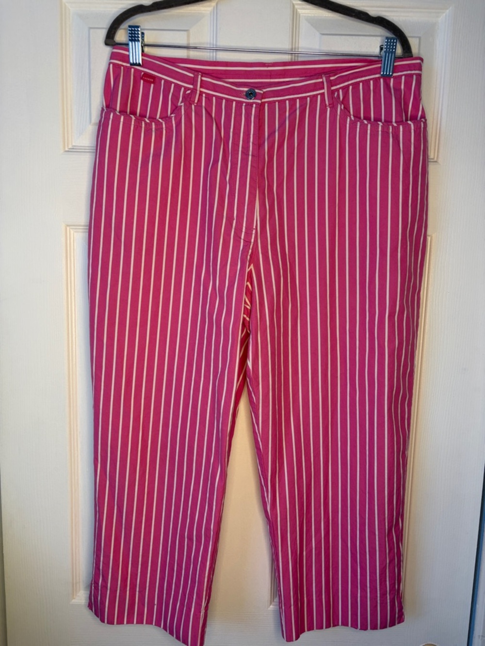 Ralph Lauren Cotton Pink with White Pinstripe Capris size 14